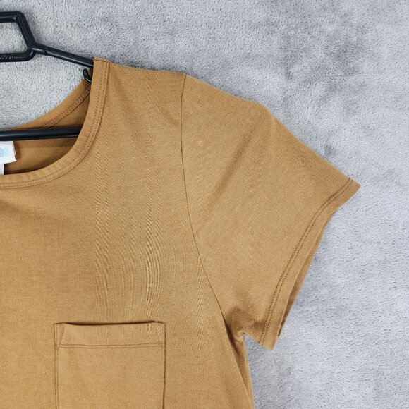 Womens Brown LuLaRoe High-Low Hem Shirt Dress Short Sleeve Crew Neck Size L - Picture 5 of 11